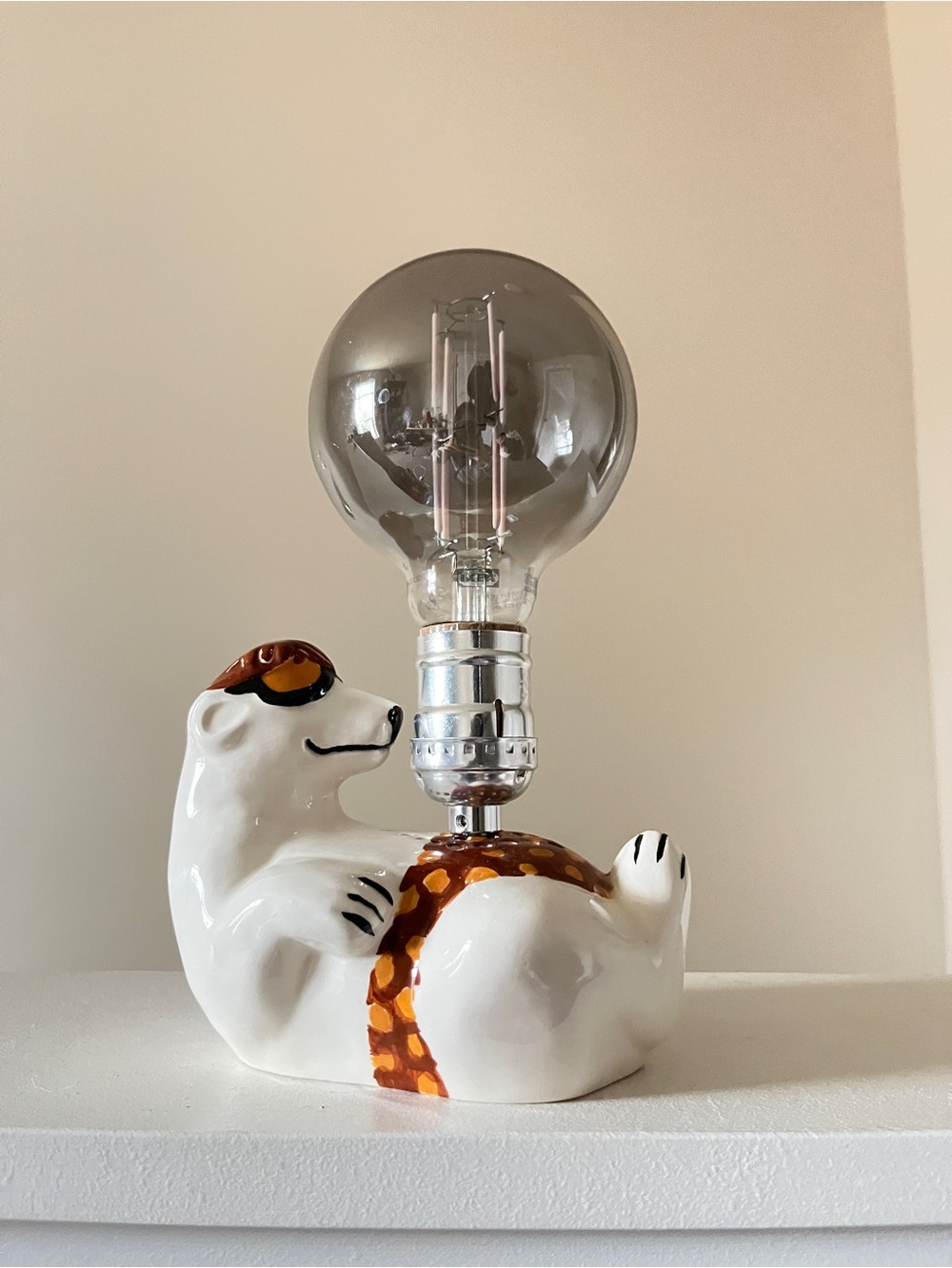 White Ceramic Polar Bear Table Lamp